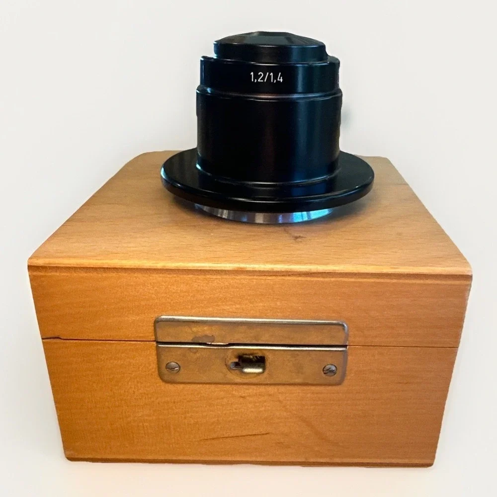 Zeiss Carl Microscope Darkfield‎ Condenser 1.2/1.4 Wood Case Germany #4682185
